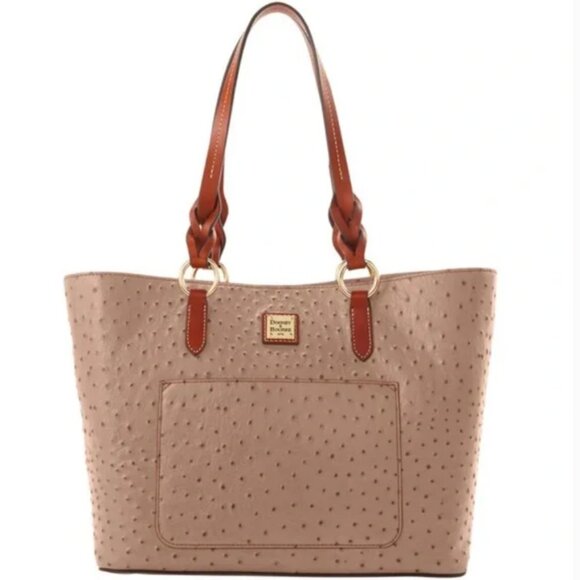 DOONEY & BOURKE - Tammy Tote Light Taupe Italian Leather Ostrich NEW $398 msrp - Picture 1 of 14